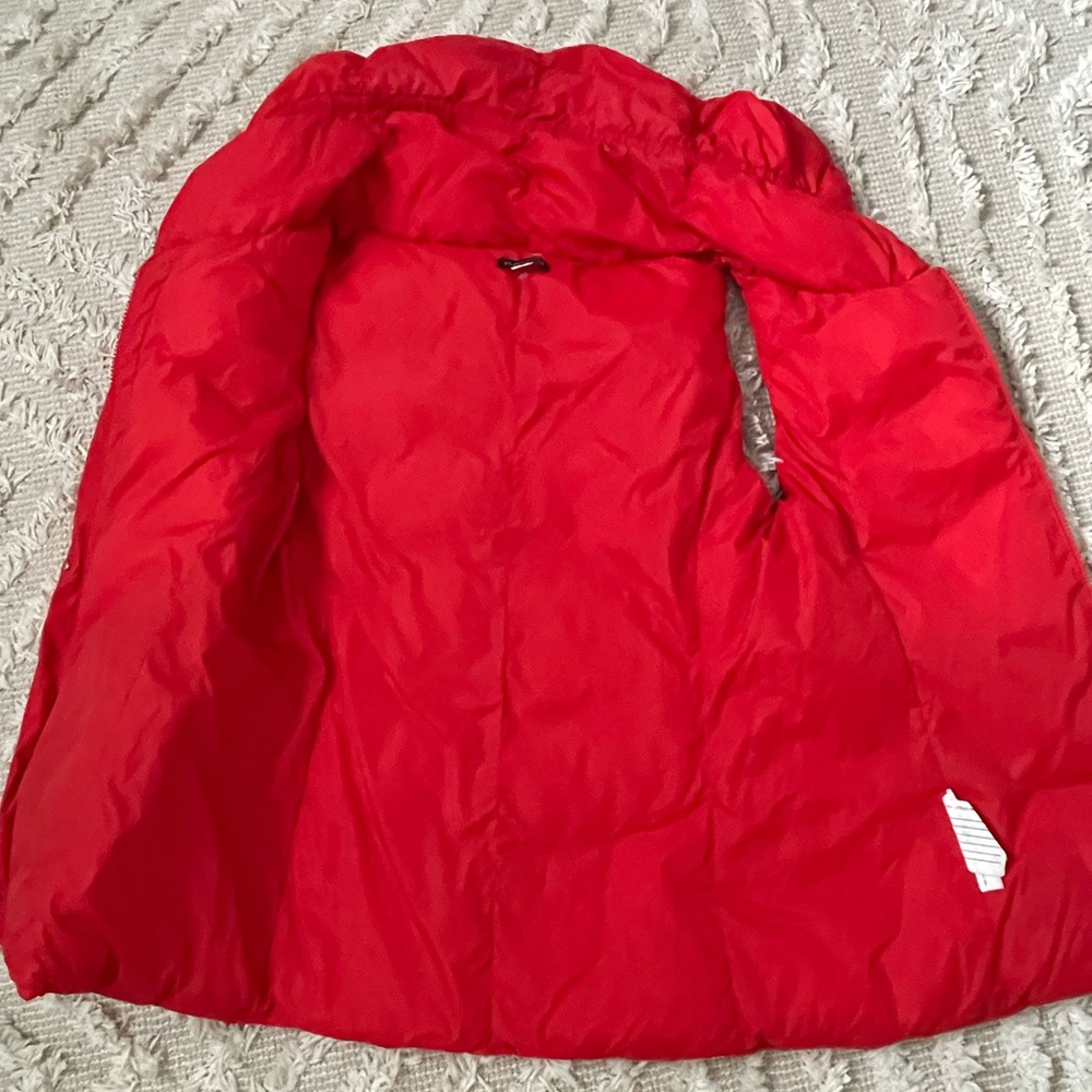 Eileen Fisher Weather Resistant High Collar Down Vest Red Winter Puffer - Picture 5 of 9